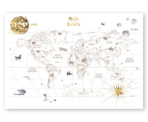 Mural dziecięcy World Map 3- język polski