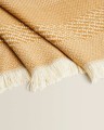 Musztardowy pled z frędzlami Zara Home
