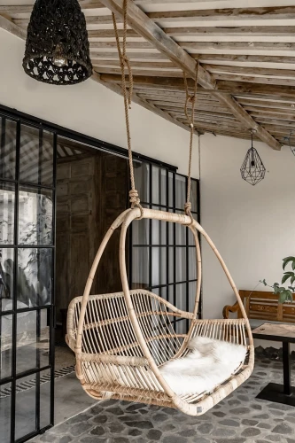 Rattanowy wiszący fotel Bali podwójny