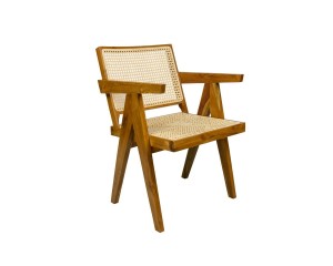 Fotel z drewna teakowego i rattanu