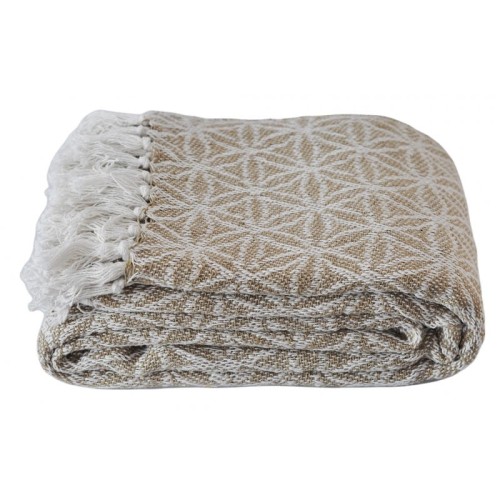 Narzuta z frędzlami Lilly 200x220cm | Beżowa
