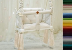 Tapicerowana huśtawka 3w1 QAMELEON GUZIQ I jasny beż