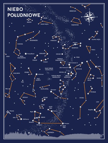 Plakat "Niebo południowe gwiazdozbiory", polska wersja