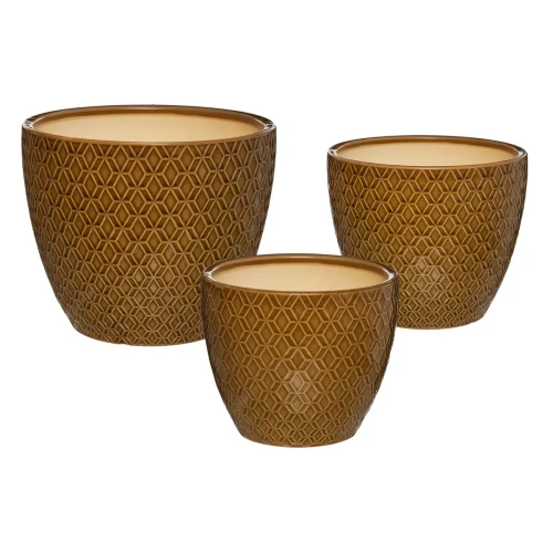 Donice ceramiczne | 3 szt |  Żółte