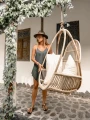 Rattanowy fotel wiszący Henry ecru | Monnarita