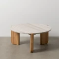 Owalny stolik kawowy z marmurowym blatem- 80 cm  | Ixia