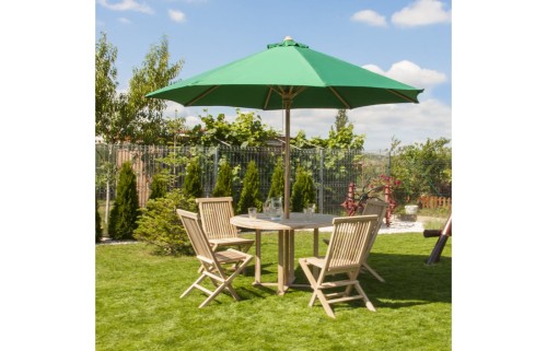 Zestaw mebli ogrodowych  z parasolem zielonym