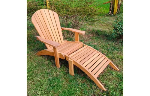 Fotel ogrodowy Adirondack z podnóżkiem z drewna tekowego