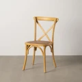 Krzesło z drewna i rattanu-miodowe