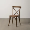 Krzesło z drewna i rattanu-brązowe