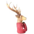 Figurka Popiersie renifera w czerwonym  sweterku