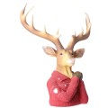 Figurka Popiersie renifera w czerwonym  sweterku