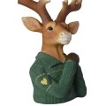Figurka Popiersie renifera w zielonym  sweterku