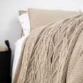 Pled z ozdobnym splotem BEŻOWY | MOYHA 