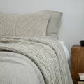 Pled z ozdobnym splotem PIASKOWY | MOYHA 