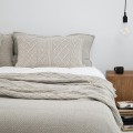 Pled z ozdobnym splotem PIASKOWY | MOYHA 