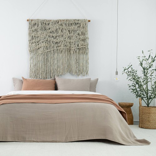 Narzuta bawełniana BEŻOWA | MOYHA