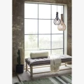 Szklana lampa w plecionce z juty - czarna  | Madam Stoltz
