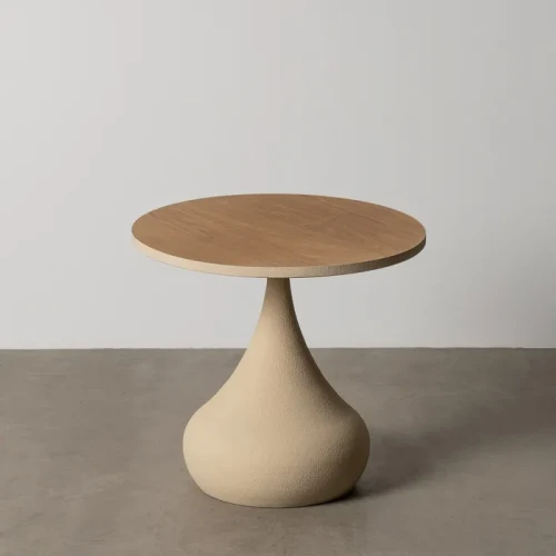 Mały stolik naturalny biały mdf-metal  50 X 50 X 48,50 CM | Ixia