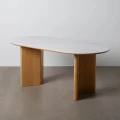 Stół jadalniany biały naturalny mdf-ceramiczny | Ixia