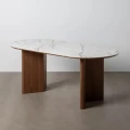 Stół jadalniany biało-brązowy naturalny mdf-ceramiczny | Ixia