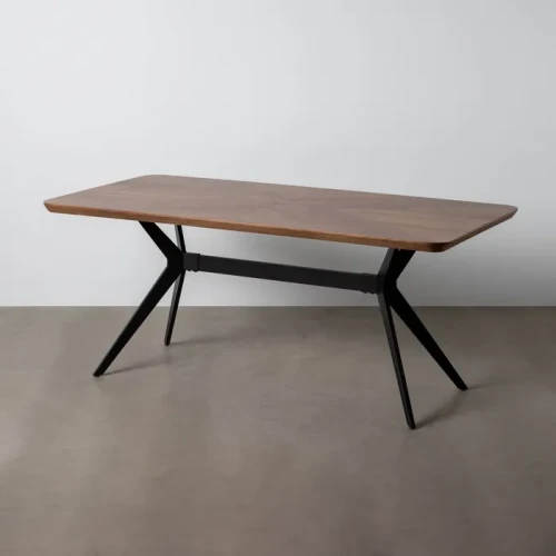 Stół jadalniany brązowo-czarny mdf-metal | Ixia