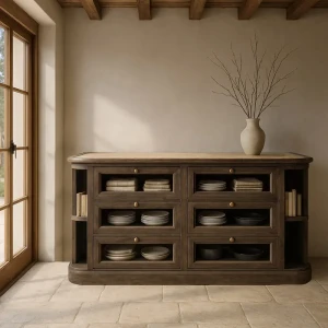 Bufet kuchenny marmur-drewno | Ixia