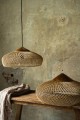 Rattanowy klosz z drewnem teakowym - L - Czarny - BONNET I Bally Hands
