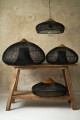 Rattanowy klosz z drewnem teakowym - M - Czarny - BONNET I Bally Hands