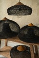Rattanowy klosz z drewnem teakowym - M - Czarny - BONNET I Bally Hands