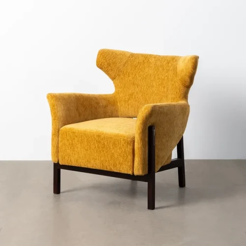 Fotel tkaninowy musztardowy | Ixia