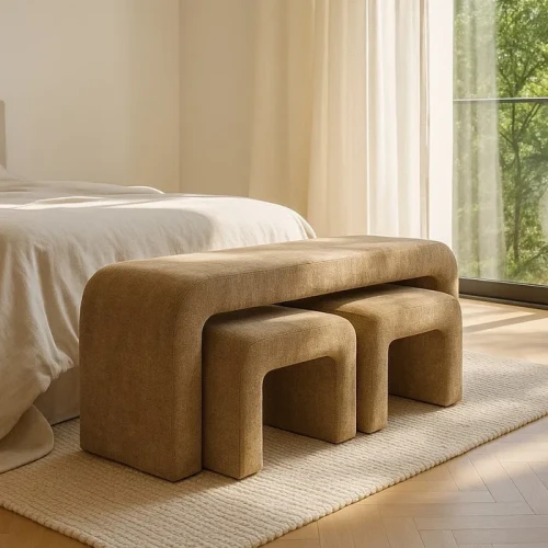 Zestaw trzech siedzeń tapicerowanych - taupe  | Ixia