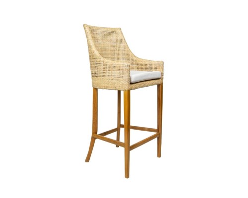 Zestaw 2 hokerów z rattanowym siedziskiem