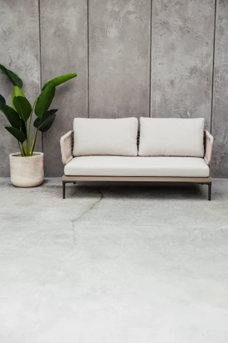 Sofa aluminiowa dwuosobowa Tiziano szampańska | Monnarita