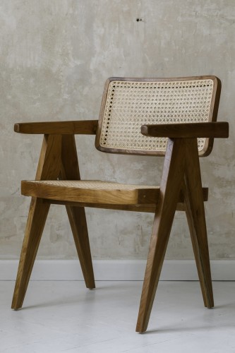 Fotel z drewna tekowego i rattanu - naturalny | Bally Hands