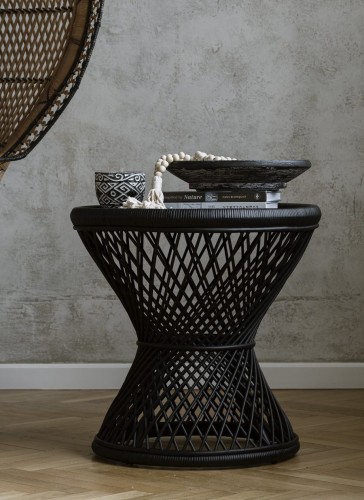 Rattanowy stolik DANDELION - L - czarny | Bally Hands