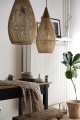 Rattanowy klosz z drewnem teakowym - S - CONE I Bally Hands