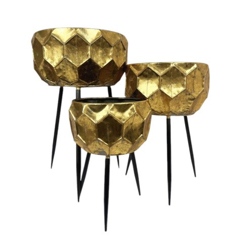 Komplet 3 osłonki metalowe złote tłoczone na nogach