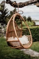 Rattanowy fotel wiszący Henry brązowy ze stelażem | Monnarita