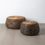 Zestaw 2 stolików kawowych naturalny - czarny | Denzzo