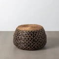 Zestaw 2 stolików kawowych naturalny - czarny | Denzzo