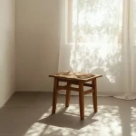 Taboret z drewna tekowego - naturalny | Denzzo