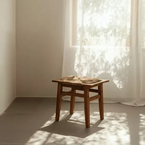 Taboret z drewna tekowego - naturalny | Denzzo