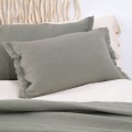 Poszewka 60x40 z wełny z ozdobnym brzegiem - Oliwkowa | MOYHA