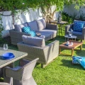 Sofa 3-osobowa ogrodowa Rattan-drewno - Szara | Ixia