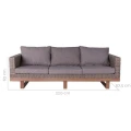 Sofa 3-osobowa ogrodowa Rattan-drewno - Szara | Ixia