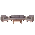 Sofa 3-osobowa ogrodowa Rattan-drewno - Szara | Ixia