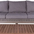 Sofa 3-osobowa ogrodowa Rattan-drewno - Szara | Ixia