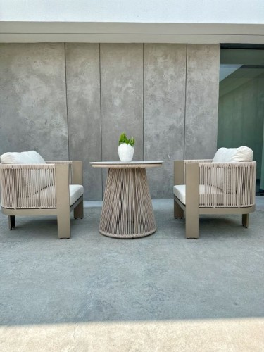 Zestaw ogrodowy Leone III szampański - stolik wysoki | Monnarita