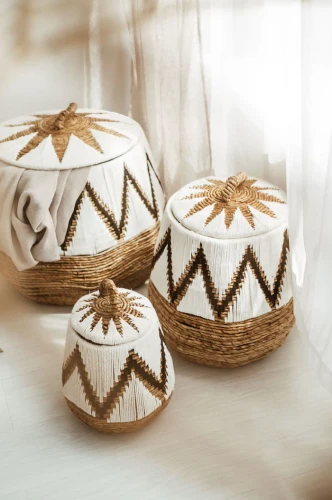 Zestaw trzech koszy Peru - Biały | Monnarita